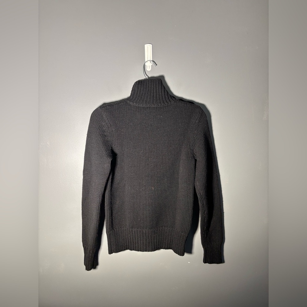 Theory 100% Wool Button Collar Black Turtleneck Sweater Women’s Size Small - Picture 3 of 3